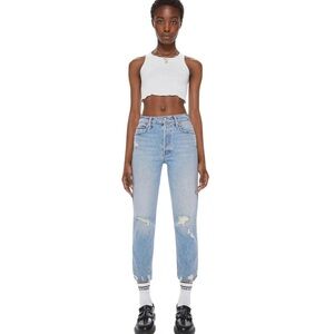 Mother The Dazzler Shift Not Rough Enough Insider Crop Step Fray Size 28 Blue